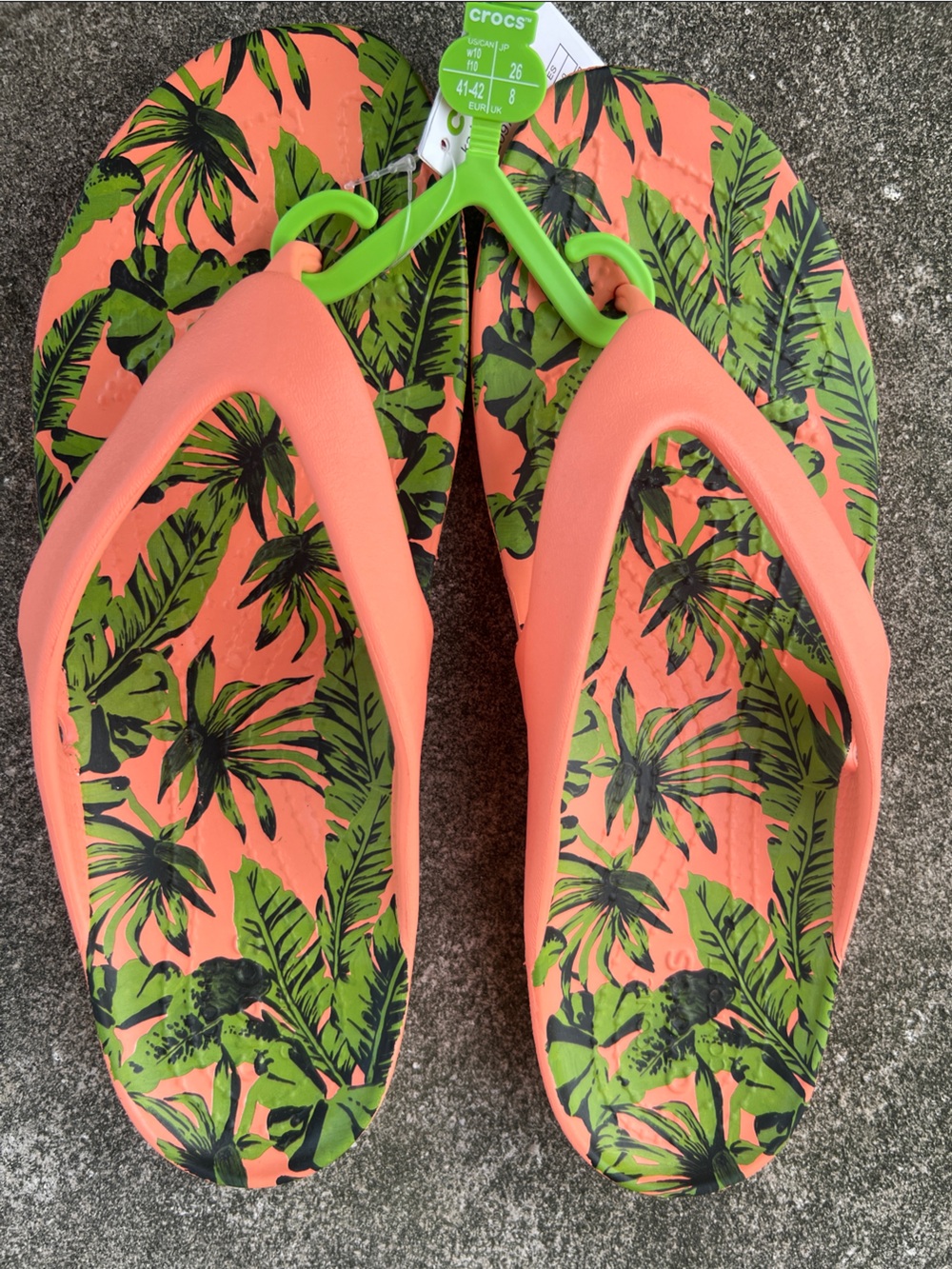 CROCS kadee II palm print Flip Sandals in coral